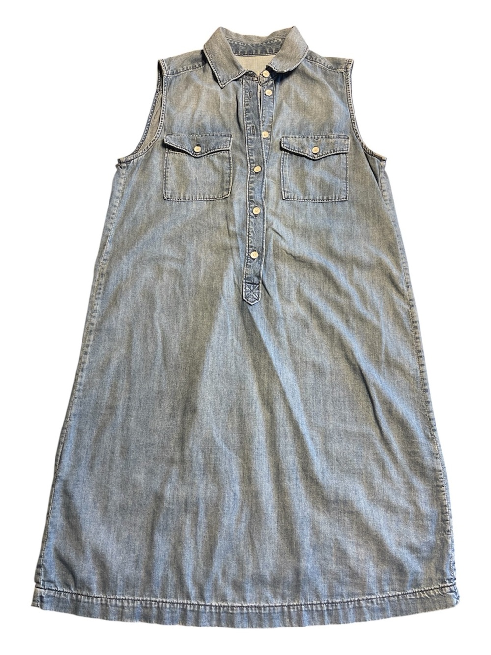 GAP Light Blue Sleeveless Denim Midi Dress